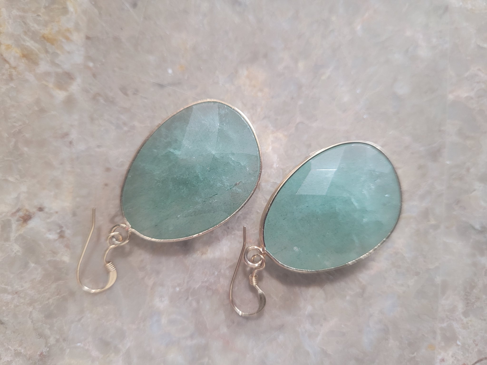 Aventurine Natural Stone faceted teardrop earrings