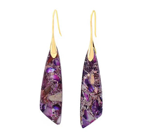 Sea Sediment Jasper Teardrop Earrings-Purple