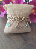 Beautiful Lucky Clover Natural Stone Charm Bracelet