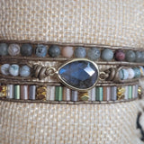 Labradorite Natural Stone 3x Wrap Bracelet