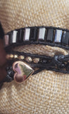 Black Onyx 3 wrap Natural Stone Bracelet