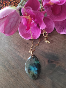 Irregular shaped Labradorite stone Necklace, minimalist natural stone necklace