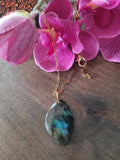 Irregular shaped Labradorite stone Necklace, minimalist natural stone necklace