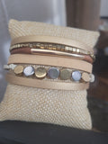 Magnetic Clasp Multiple Strand Leather designer cuff- Nude