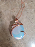 Oval Copper Wrapped Opalite Necklace/ Pendant