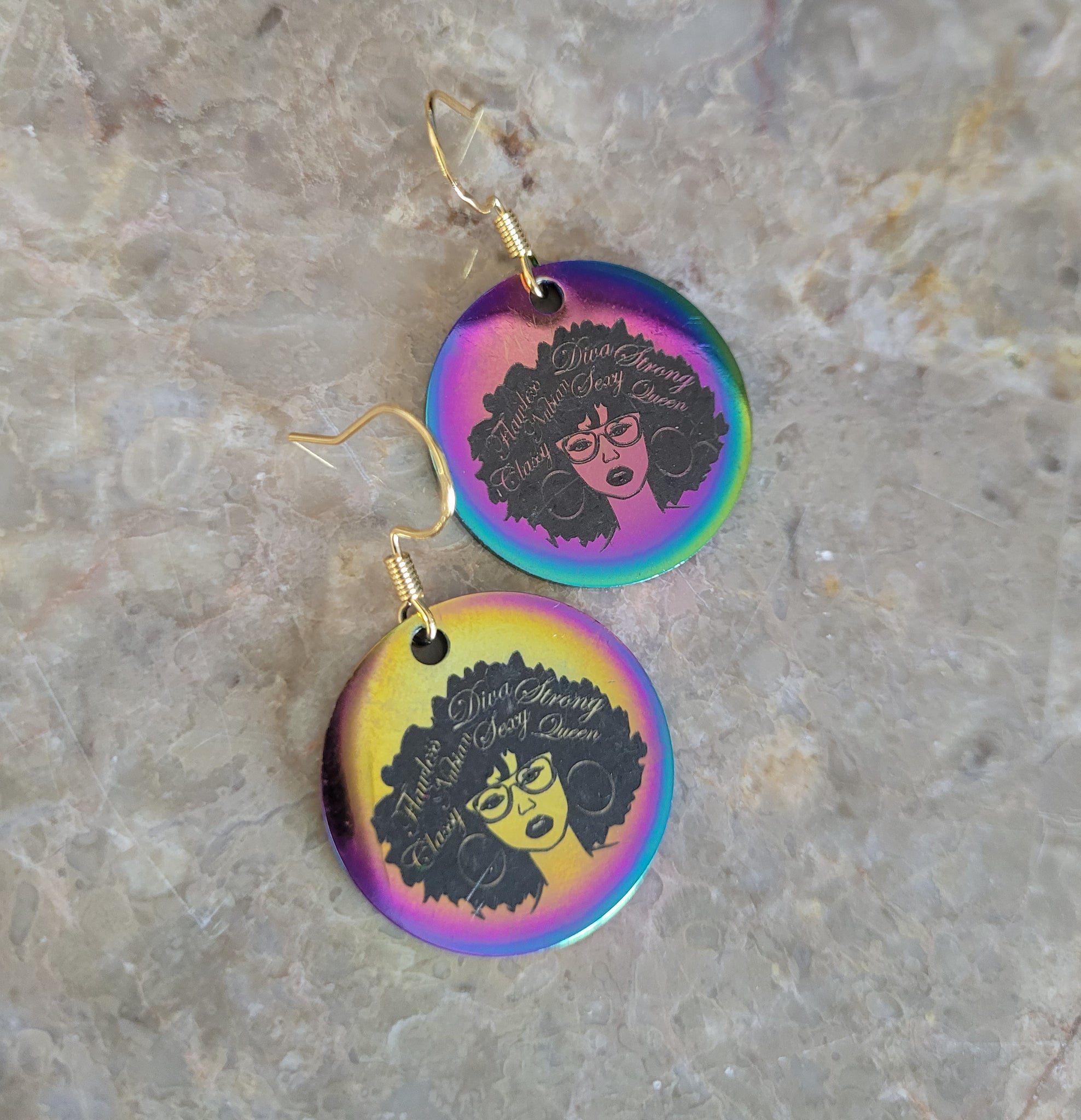 Holographic Gold Coin Self Celebration Earrings