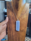 Long Rectangular Blue Lace Agate, natural stone necklace