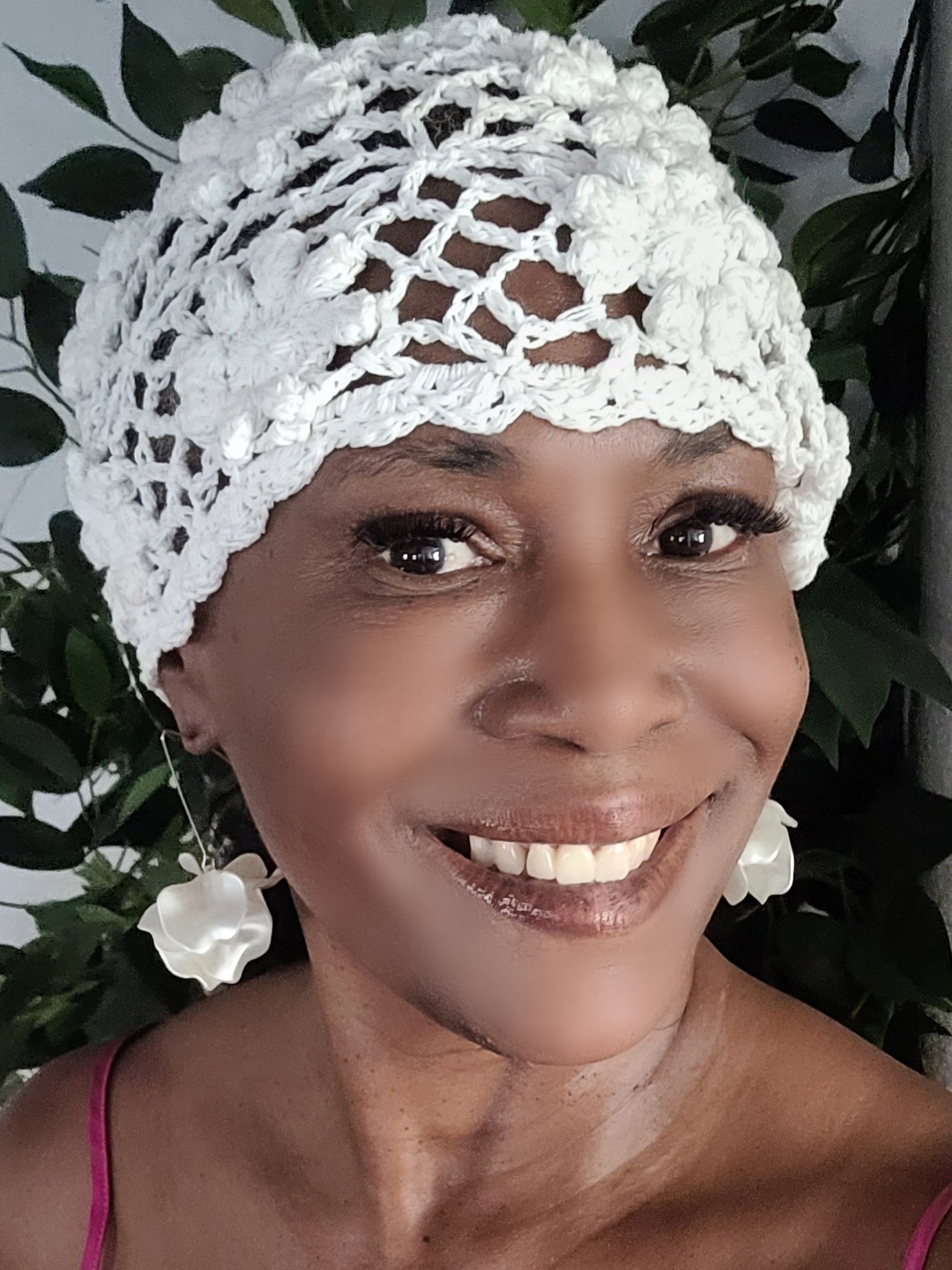 White Petal Floral Ball Long Drop Earrings