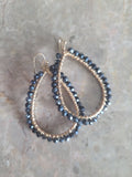 Beaded Charcoal Grey Crystal Tear Drop Earrings