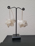 White Petal Floral Ball Long Drop Earrings