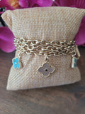 Beautiful Lucky Clover Natural Stone Charm Bracelet