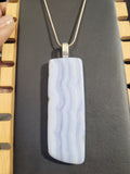 Long Rectangular Blue Lace Agate, natural stone necklace