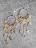 Textured Gold Coin Chandelier Earrings
