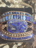 Lapis Lazuli Blue Stone Boho Style Men and women's Unisex Wrap Bracelet