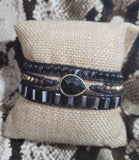 Black Onyx 3 wrap Natural Stone Bracelet