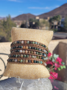 Indian Agate 5 layer beaded wrap bracelet