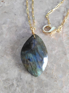 Irregular shaped Labradorite stone Necklace, minimalist natural stone necklace