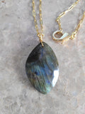 Irregular shaped Labradorite stone Necklace, minimalist natural stone necklace