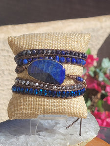 Blue Lapis Lazuli Stone Unisex Wrap Bracelet