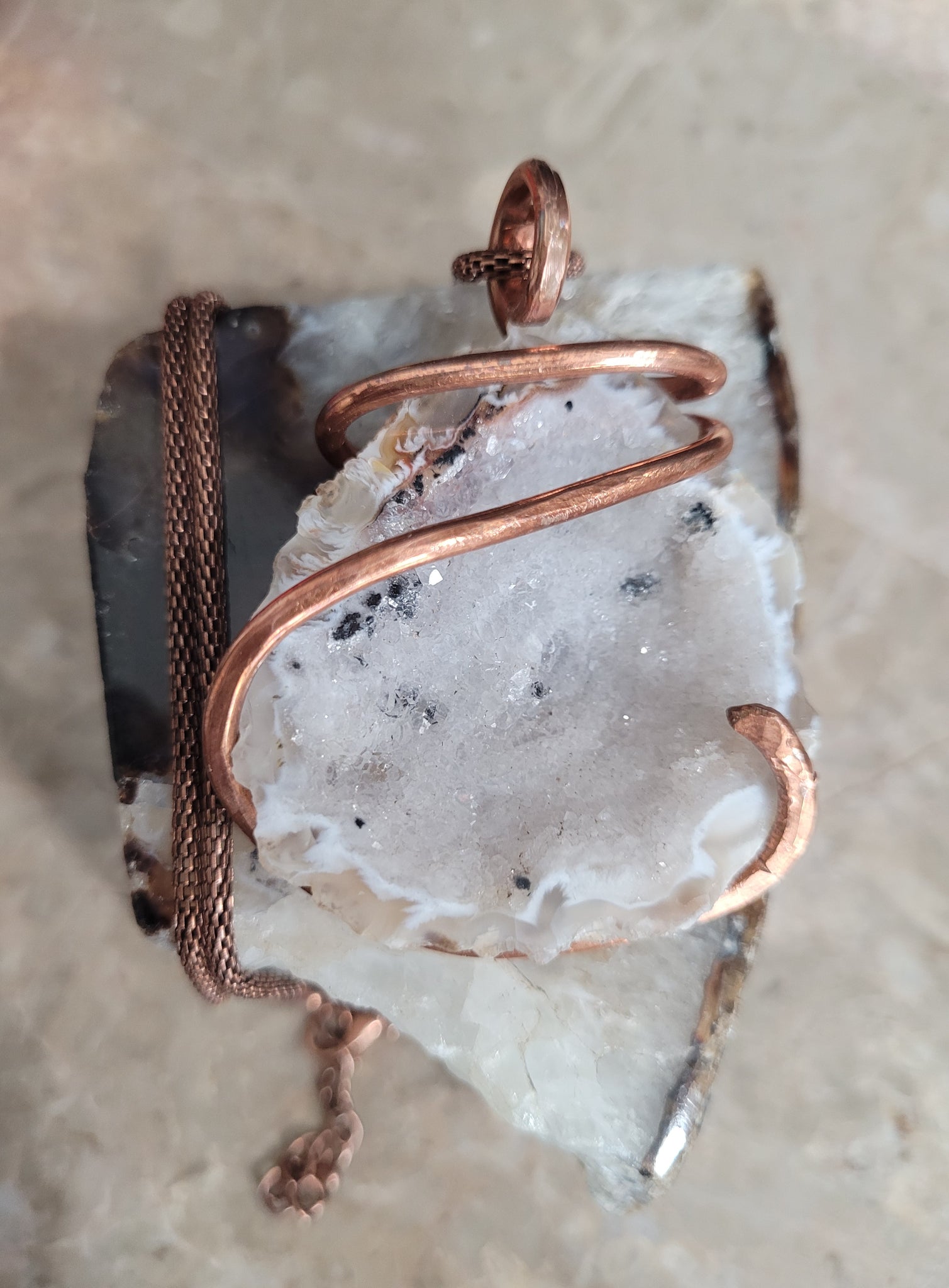Brazilian Agate Crystal Filled Geode Pendant Necklace