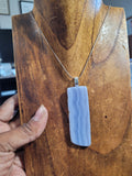 Long Rectangular Blue Lace Agate, natural stone necklace