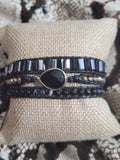 Black Onyx 3 wrap Natural Stone Bracelet