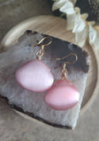 Large Pink Cats Eye Earrings, Fiber Optic Pink Earrings