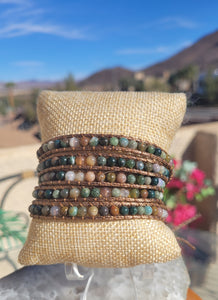 Indian Agate 5 layer beaded wrap bracelet