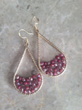 Red Crystal Wire design Teardrop Shape Earrings