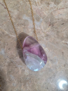 Tear Drop Shape Rainbow Fluorite Natural Stone Pendant #9