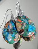 Sea Sediment Jasper Teardrop Earrings-Multi Color