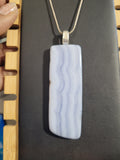 Long Rectangular Blue Lace Agate, natural stone necklace