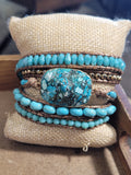 Turquoise Blue Magnesite 5 Wrap Bracelet
