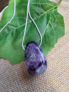 Purple Teardrop Shape Fluorite Natural Stone Pendant #1