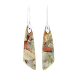 Sea Sediment, Imperial Jasper Natural Stone Earrings - Irregular Shape (Silver/Gold)