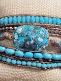 Turquoise Blue Magnesite 5 Wrap Bracelet