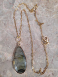 Faceted Tear Drop shaped Labradorite stone Necklace, minimalist natural stone necklace