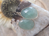 Aventurine Natural Stone faceted teardrop earrings