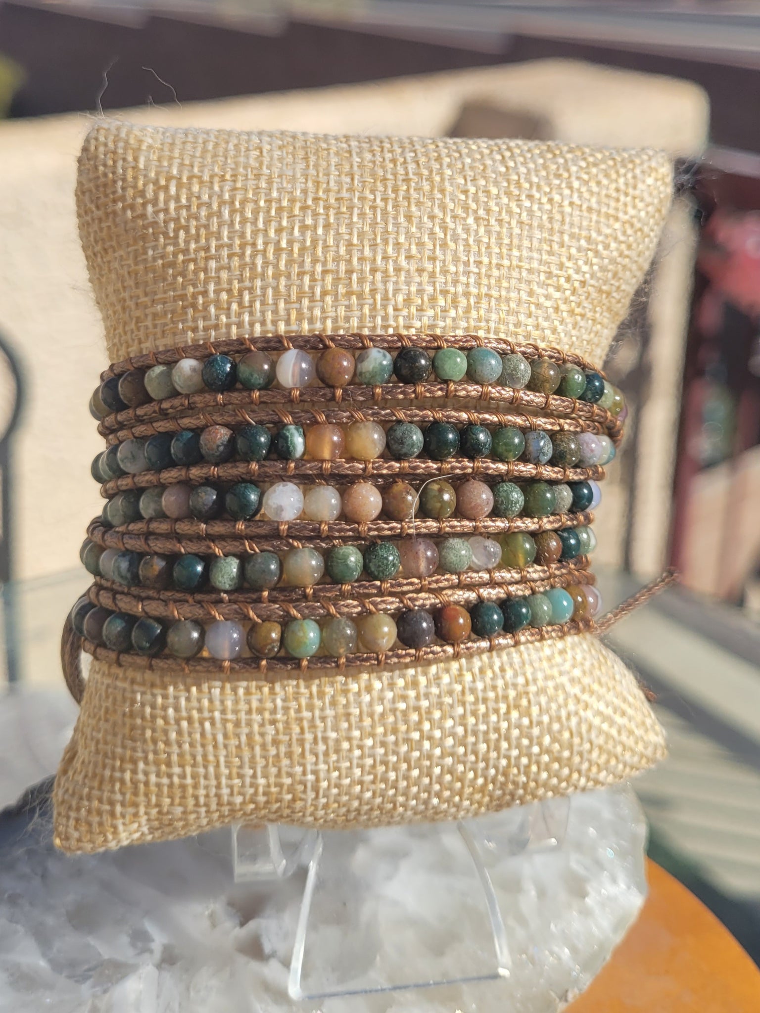 Indian Agate 5 layer beaded wrap bracelet