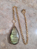 Faceted Tear Drop shaped Labradorite stone Necklace, minimalist natural stone necklace