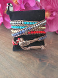 4mm Beaded multi color Leather Wrap Bracelet