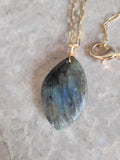 Irregular shaped Labradorite stone Necklace, minimalist natural stone necklace
