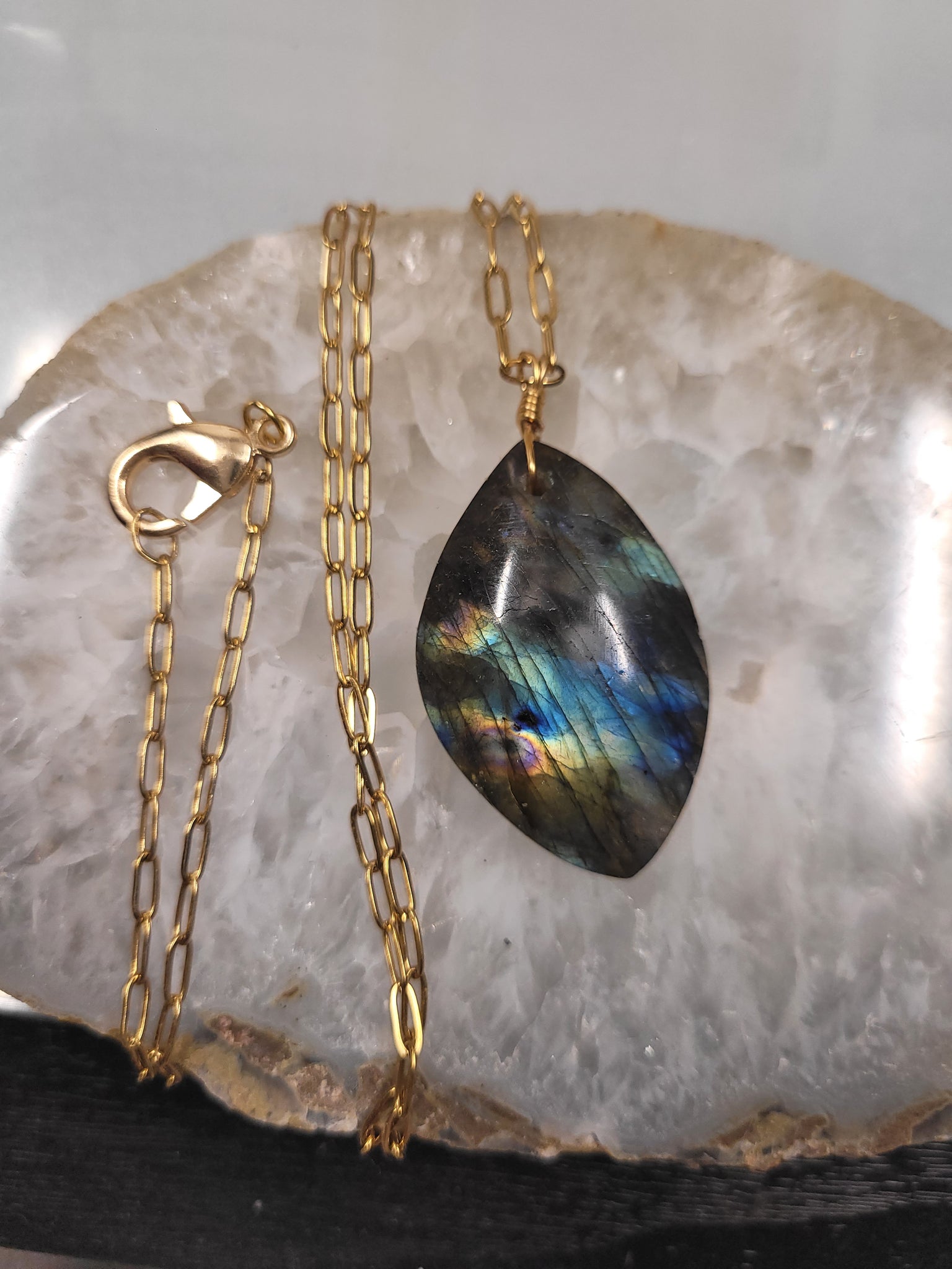 Irregular shaped Labradorite stone Necklace, minimalist natural stone necklace