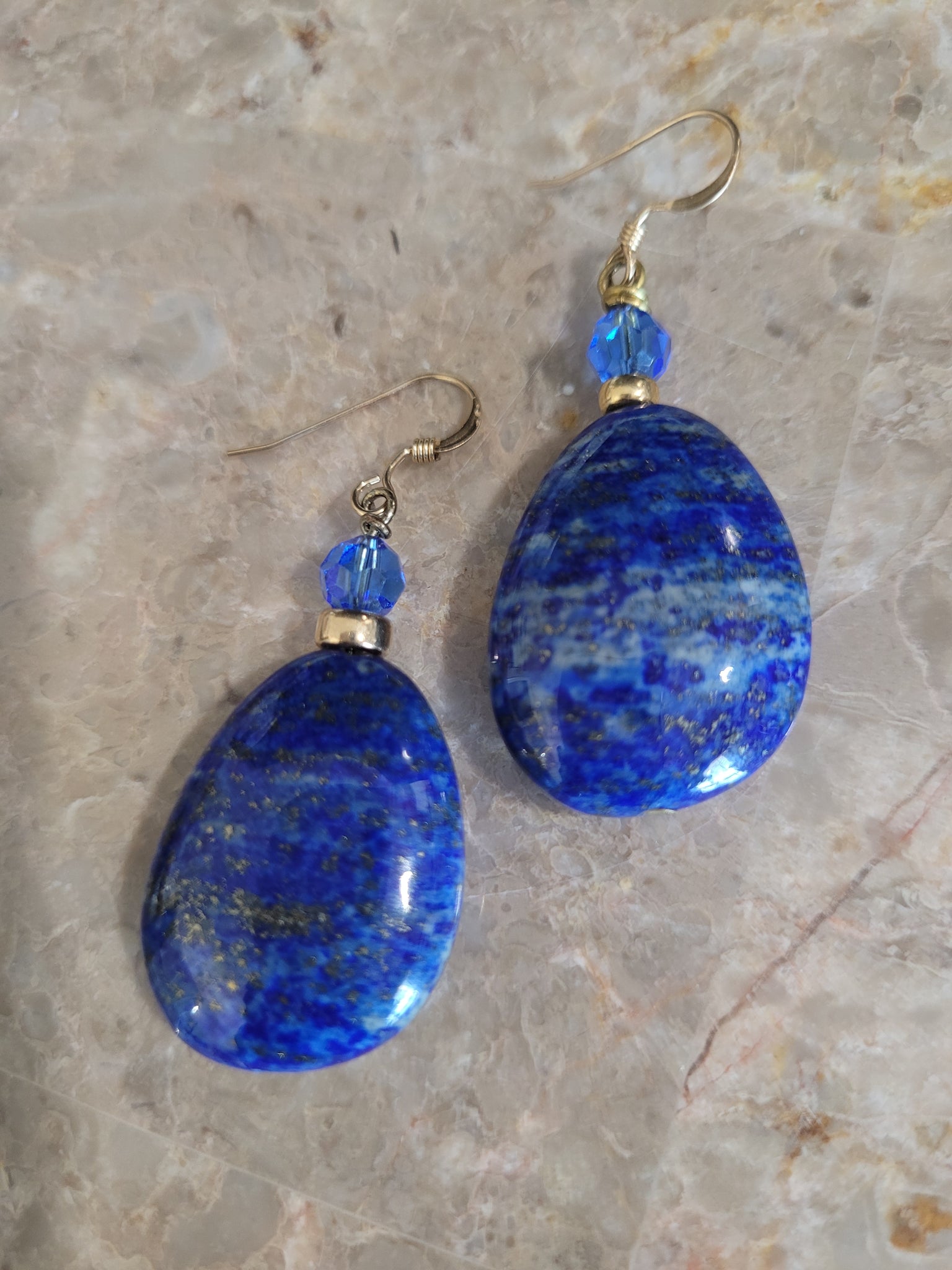 Tear Drop shape Lapis Lazuli Natural Stone Earrings