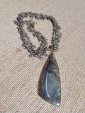 Triangular Shape Natural Labradorite Cluster Necklace