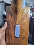 Long Rectangular Blue Lace Agate, natural stone necklace