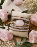 Natural Stone Rose Quartz Crystal 5 Wrap Bracelet