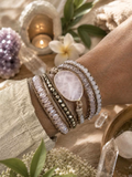 Natural Stone Rose Quartz Crystal 5 Wrap Bracelet
