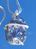 Silver Silica natural Stone Pendant - silver wrap