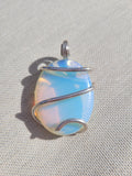 Oval Opalite Stone Pendant - Sterling Silver